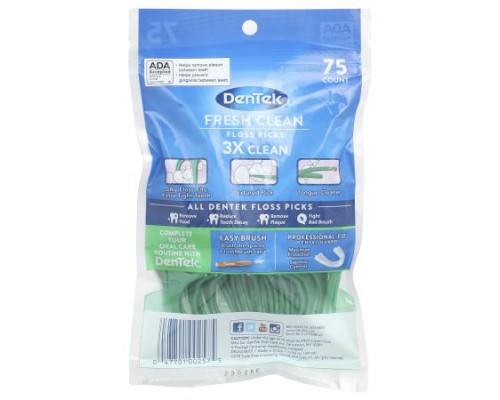 DenTek, Fresh Clean, Floss Picks, Mouthwash Blast, 75 Floss Picks DenTek, Fresh Clean, Floss Picks, Mouthwash Blast, 75 Floss Picks