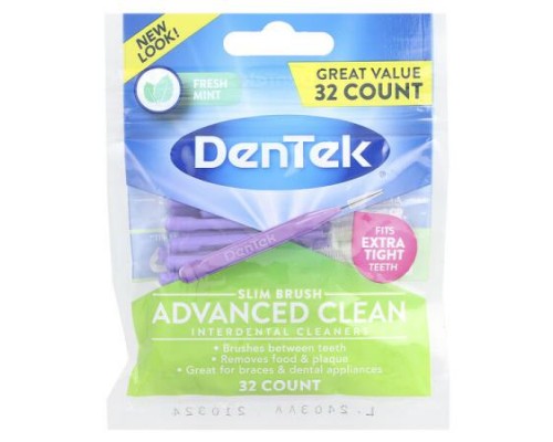 DenTek, Slim Brush Interdental Cleaners, Advanced Clean, Fresh Mint, 32 Count DenTek, Slim Brush Interdental Cleaners, Advanced Clean, Fresh Mint, 32 Count