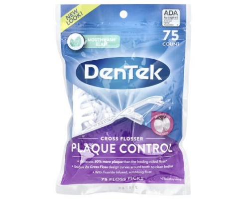 DenTek, Cross Flosser, Plaque Control, Mouthwash Blast, 75 Floss Picks DenTek, Cross Flosser, Plaque Control, Mouthwash Blast, 75 Floss Picks