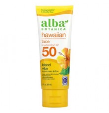 Alba Botanica, Hawaiian Face Sunscreen Lotion, SPF 50, Island Vibe , 3 fl oz (89 ml)