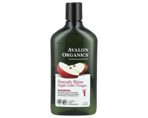 Avalon Organics, Shampoo, Smooth Shine, Step 1, Apple Cider Vinegar, 11 fl oz (325 ml)