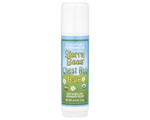 Sierra Bees, Chest Rub Balm Stick, Eucalyptus & Peppermint, 0.6 oz (17 g)