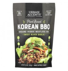 Urban Accents, Plant Based Korean BBQ, Ground Veggie Meatless Mix,  Sweet Black Garlic, 3.6 oz (102 g)