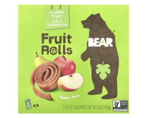 Bear, Fruit Rolls, Apple-Pear, 5 Packs, 0.7 oz (20 g) Each Bear, Fruit Rolls, Apple-Pear, 5 Packs, 0.7 oz (20 g) Each