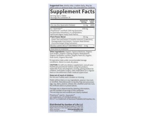 Garden of Life, Dr. Formulated, Quercetin Recovery, 30 Vegan Tablets Garden of Life, Dr. Formulated, Quercetin Recovery, 30 Vegan Tablets