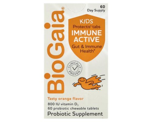 BioGaia, Protectis Kids, Immune Active, Tasty Orange, 60 Probiotic Chewable Tablets BioGaia, Protectis Kids, Immune Active, Tasty Orange, 60 Probiotic Chewable Tablets