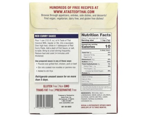 A Taste Of Thai, Red Curry Paste, 1.75 oz (50 g) A Taste Of Thai, Red Curry Paste, 1.75 oz (50 g)