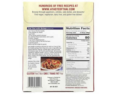 A Taste Of Thai, Pad Thai Sauce, 3.25 fl oz (100 ml) A Taste Of Thai, Pad Thai Sauce, 3.25 fl oz (100 ml)