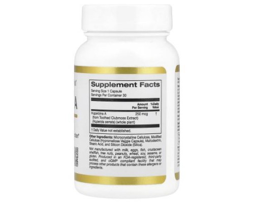 California Gold Nutrition, Huperzine A, 250 mcg, 30 Veggie Capsules California Gold Nutrition, Huperzine A, 250 mcg, 30 Veggie Capsules