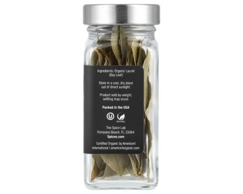 The Spice Lab, Organic Hand Select Bay Leaf, 0.2 oz (5 g) The Spice Lab, Organic Hand Select Bay Leaf, 0.2 oz (5 g)