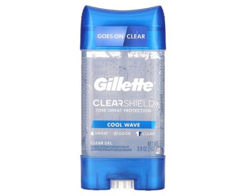 Gillette, Clear Shield, Antiperspirant Deodorant, Cool Wave, 3.8 oz (107 g) Gillette, Clear Shield, Antiperspirant Deodorant, Cool Wave, 3.8 oz (107 g)