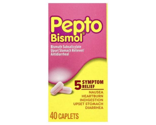 Pepto Bismol, Bismuth Subsalicylate, 40 Caplets (131 mg per Caplet) Pepto Bismol, Bismuth Subsalicylate, 40 Caplets (131 mg per Caplet)