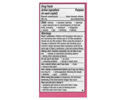 Pepto Bismol, Bismuth Subsalicylate, 40 Caplets (131 mg per Caplet) Pepto Bismol, Bismuth Subsalicylate, 40 Caplets (131 mg per Caplet)