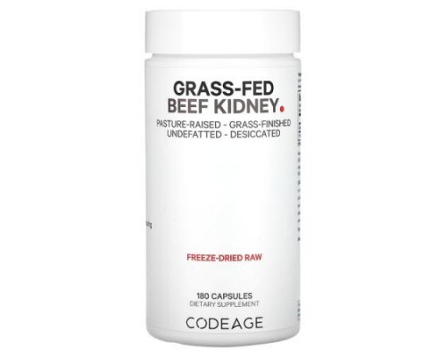 Codeage, Grass-Fed Beef Kidney, Pasture Raised, 180 Capsules (500 mg per Capsule) Codeage, Grass-Fed Beef Kidney, Pasture Raised, 180 Capsules (500 mg per Capsule)