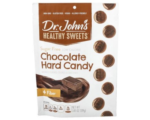 Dr. John's Healthy Sweets, Chocolate Hard Candy, + Fiber, Sugar Free, 3.85 oz (109 g) Dr. John's Healthy Sweets, Chocolate Hard Candy, + Fiber, Sugar Free, 3.85 oz (109 g)