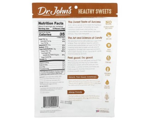 Dr. John's Healthy Sweets, Chocolate Hard Candy, + Fiber, Sugar Free, 3.85 oz (109 g) Dr. John's Healthy Sweets, Chocolate Hard Candy, + Fiber, Sugar Free, 3.85 oz (109 g)