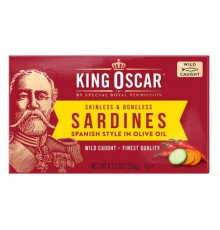 King Oscar, Skinless & Boneless Sardines, Spanish Style Chili Pepper & Olive Oil, 4.23 oz (120 g)