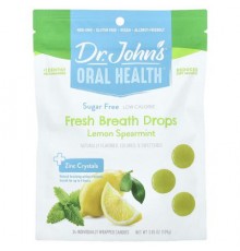 Dr. John's Healthy Sweets, Oral Health™, Fresh Breath Drops, + Zinc Crystals, Lemon Spearmint, Sugar Free, 24 Individually Wrapped Candies, 3.85 oz (109 g)