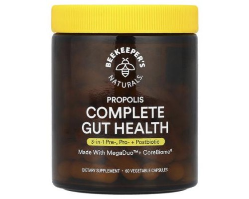 Beekeeper's Naturals, Propolis Complete Gut Health, 60 Vegetable Capsules Beekeeper's Naturals, Propolis Complete Gut Health, 60 Vegetable Capsules