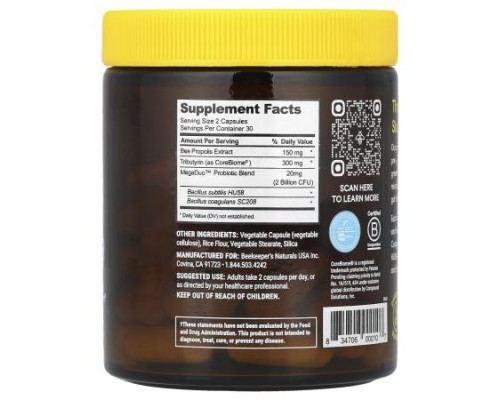 Beekeeper's Naturals, Propolis Complete Gut Health, 60 Vegetable Capsules Beekeeper's Naturals, Propolis Complete Gut Health, 60 Vegetable Capsules