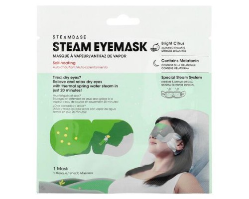 Steambase, Steam Eye Mask, Bright Citrus, 1 Eye Mask Steambase, Steam Eye Mask, Bright Citrus, 1 Eye Mask