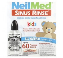 NeilMed, Kids, Sinus Rinse®, Ages 2+, 1 Squeeze Bottle, 60 Premixed Packets