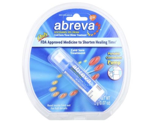 Abreva, Cold Sore/Fever Blister Treatment, Pump, 0.07 oz (2 g)