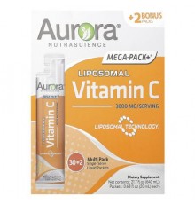 Aurora Nutrascience, Mega-Pack+®, Liposomal Vitamin C, 32 Packs, 0.68 fl oz (20 ml) Each