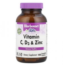 Bluebonnet Nutrition, Vitamin C, D3 & Zinc, 100 Vegetable Capsules