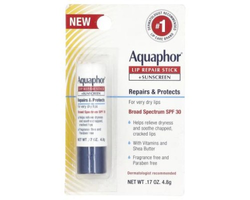 Aquaphor, Lip Repair Stick + Sunscreen, SPF 30, Fragrance Free, 0.17 oz (4.8 g) Aquaphor, Lip Repair Stick + Sunscreen, SPF 30, Fragrance Free, 0.17 oz (4.8 g)