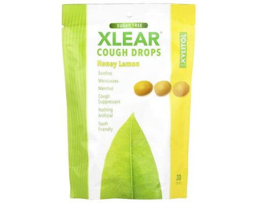 Xlear, Cough Drops with Xylitol, Honey Lemon, 30 Drops
