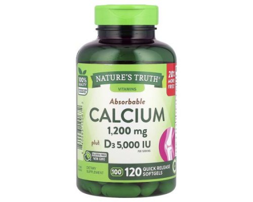 Nature's Truth, Absorbable Calcium Plus D3, 120 Quick Release Softgels