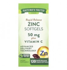 Nature's Truth, Zinc Plus Vitamin C, Rapid Release , 120 Rapid Release Liquid Softgels