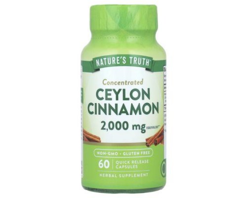 Nature's Truth, Concentrated Ceylon Cinnamon, 2,000 mg, 60 Quick Release Capsules Nature's Truth, Concentrated Ceylon Cinnamon, 2,000 mg, 60 Quick Release Capsules