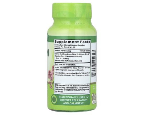 Nature's Truth, Valerian Root, 90 Quick Release Capsules (1,200 mg per Capsule) Nature's Truth, Valerian Root, 90 Quick Release Capsules (1,200 mg per Capsule)
