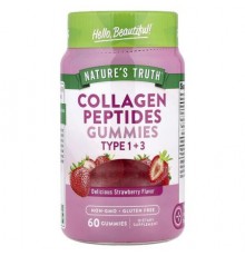 Nature's Truth, Collagen Peptides Gummies, Type 1 + 3, Delicious Strawberry, 60 Gummies