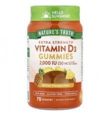 Nature's Truth, Vitamin D3, Extra Strength, Delicious Pineapple, 70 Gummies ( 25 mcg (1,000 IU) per Gummy)
