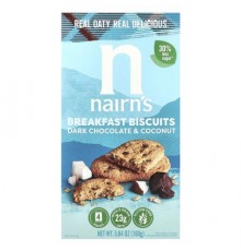 Nairn's, Breakfast Biscuits, Dark Chocolate & Coconut, 4 Packs, 5.64 oz (160 g)