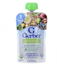 Gerber, Organic for Toddler, Plant-Tastic, 12+ Months, Banana Berry & Veggie Smash with Oats, 3.5 oz (99 g)