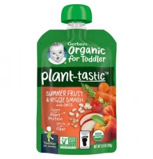 Gerber, Organic for Toddler, Plant-Tastic, 12+Months, Summer Fruit & Veggie Smash with Oats, 3.5 oz (99 g)