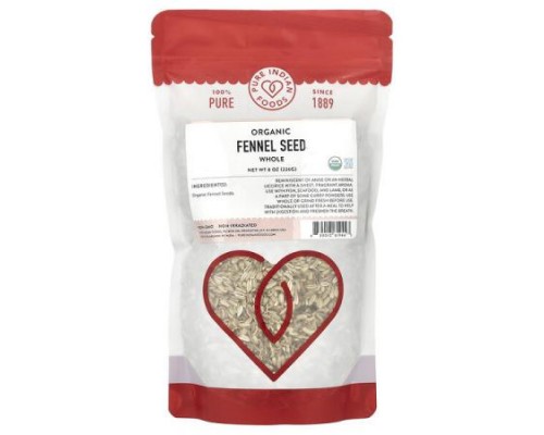 Pure Indian Foods, Organic Fennel Seed, Whole, 8 oz (226 g)