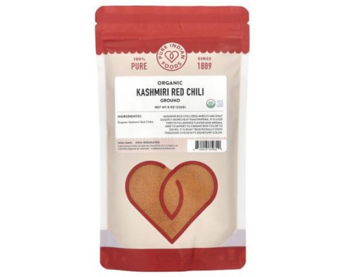 Pure Indian Foods, Organic Kashmiri Red Chili, Ground, 8 oz (226 g) Pure Indian Foods, Organic Kashmiri Red Chili, Ground, 8 oz (226 g)