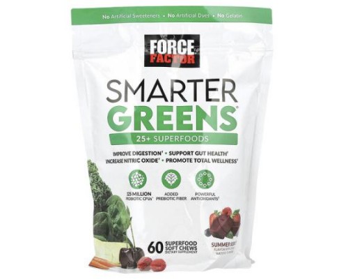 Force Factor, Smarter Greens®, Summer Berry, 60 Superfood Soft Chews