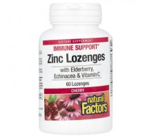 Natural Factors, Zinc Lonzenges, With Elderberry, Echinacea & Vitamin C, Cherry, 60 Lozenges