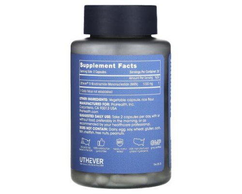ProHealth Longevity, NMN Pro 1000, 60 Capsules (500 mg per Capsule)