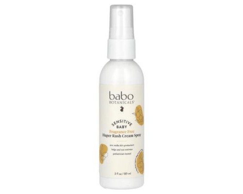 Babo Botanicals, Sensitive Baby, Diaper Rash Cream Spray, Fragrance Free, 3 fl oz (89 ml)