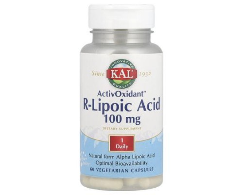 KAL, ActivOxidant™, R-Lipoic Acid, 100 mg, 60 Vegetarian Capsules KAL, ActivOxidant™, R-Lipoic Acid, 100 mg, 60 Vegetarian Capsules