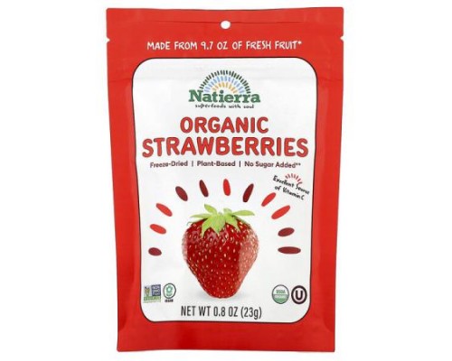 Natierra, Organic Freeze-Dried Strawberries, 0.8 oz (23 g)