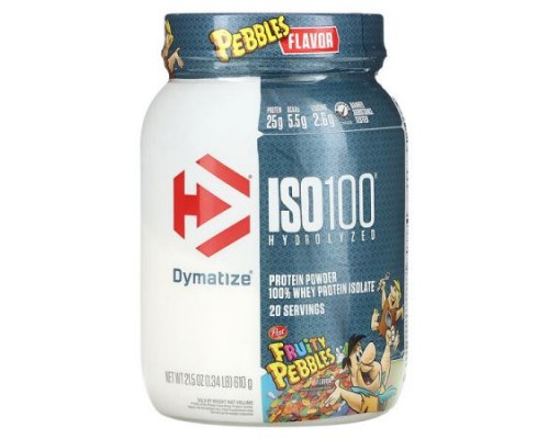 Dymatize, ISO100® Hydrolyzed, 100% Whey Protein Isolate, Fruity Pebbles, 1.34 lbs (610 g)