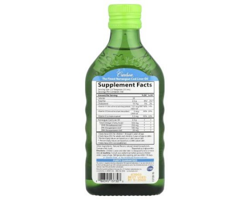 Carlson, Kid's, Norwegian Cod Liver Oil, Natural Green Apple, 8.4 fl oz (250 ml) Carlson, Kid's, Norwegian Cod Liver Oil, Natural Green Apple, 8.4 fl oz (250 ml)